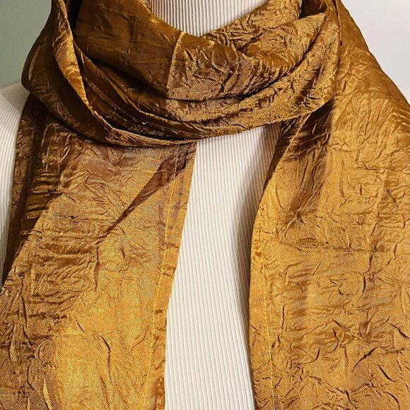 NWT Handmade Gold Textured Scarf by Sana – Elegant Shimmer Design - Picture 6 of 6
